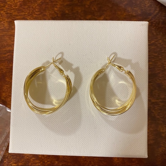 Set of Two Gold Hoop Earrings ( One Small, One Medium) - Picture 7 of 16